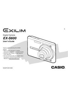 Casio Exilim EX S 600 manual. Camera Instructions.
